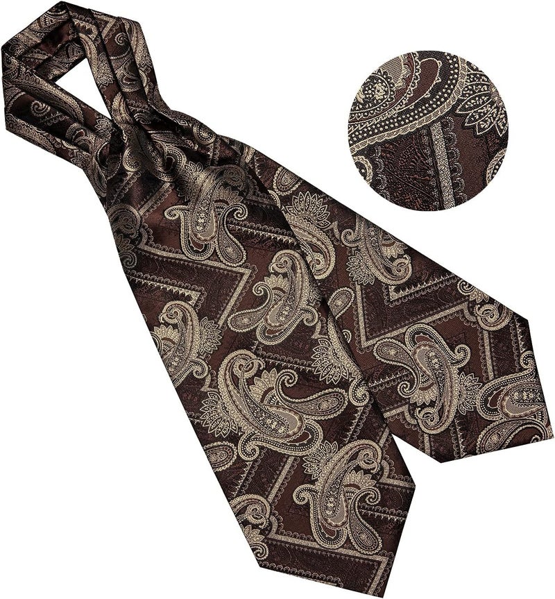 DiBanGu 3PCS Ascot Ties for Men Wedding Jacquard Woven Silk Ascot Cravat for Men Cravat Tie and Pocket Square Set - Image 5